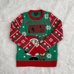 Joe Boxer Christmas Santa Claus Red and Green Sweatshirt Large